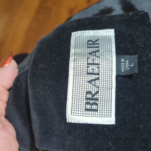 Vtg Braefair Black Velvet Real Fox Fur Trimmed Hooded Bomber Jacket Sz L - Picture 7 of 10